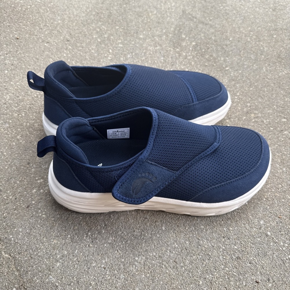 OrthoComfoot Men's Orthopedic Diabetic Wide Walking Shoes, Size 10 Navy Blue